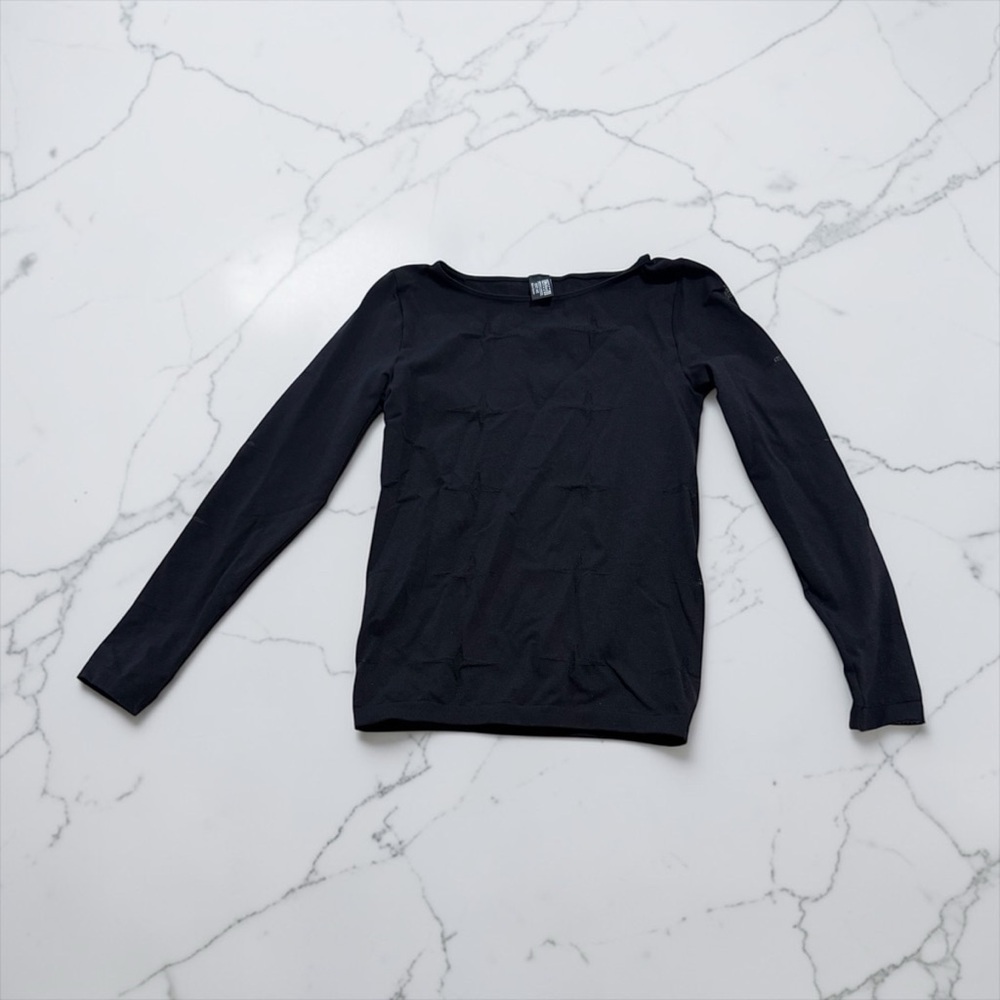 Vintage Solid Black Wolford Compression Shirt - L… - image 1